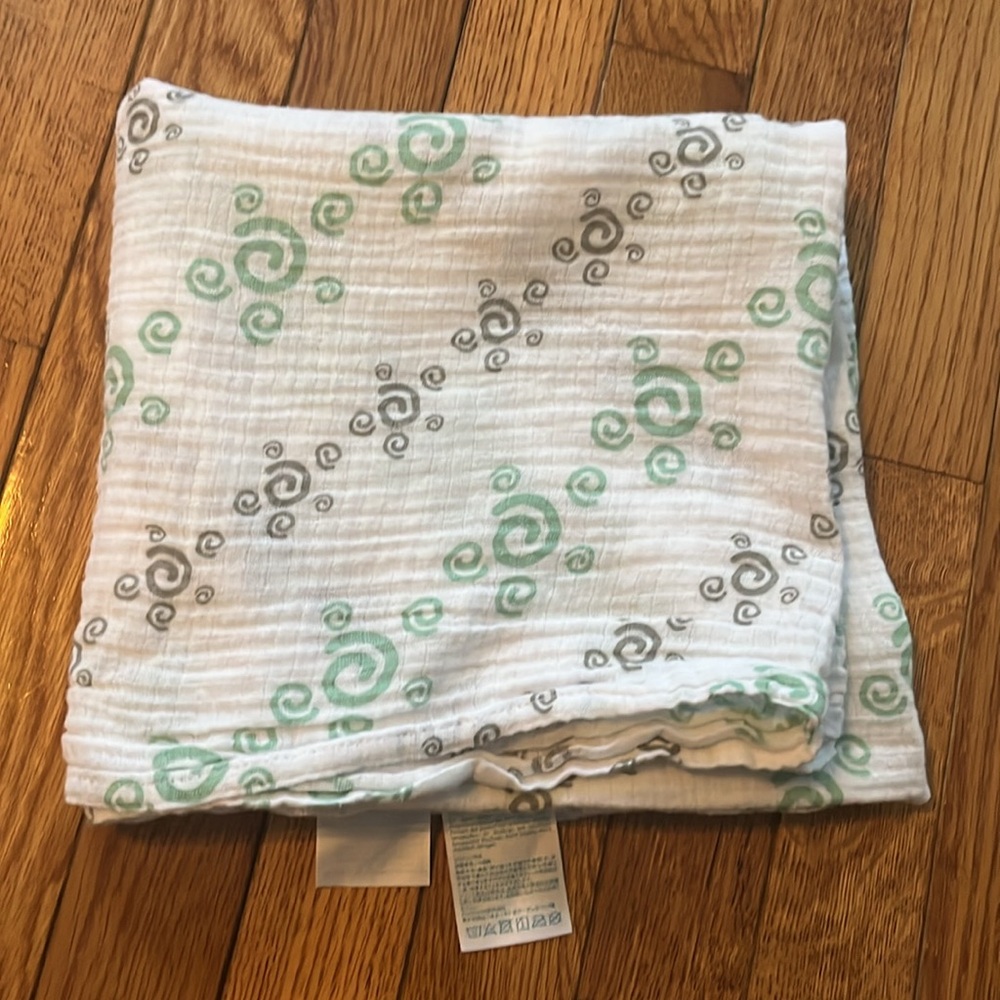 Aden & Anais Cotton Baby Blanket Swaddle Cozy Green Gray Nursery